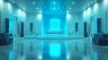 Futuristic sound studio with blue lighting and modern audio equipment Royalty Free Stock Photo