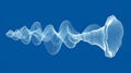Futuristic sound wave visualization in blue digital wireframe style AI generated Royalty Free Stock Photo