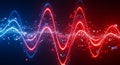 Futuristic sound wave visualization with digital data fragments, representing audio technology Royalty Free Stock Photo