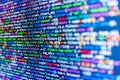 Futuristic source code digital data telemetry motion graphic display screen with user interface display for digital background Royalty Free Stock Photo