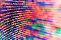 Futuristic source code digital data telemetry motion graphic display screen with user interface display for digital background Royalty Free Stock Photo