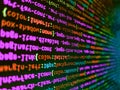 Futuristic source code digital data telemetry motion graphic display screen with user interface display for digital background Royalty Free Stock Photo