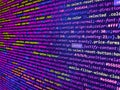 Futuristic source code digital data telemetry motion graphic display screen with user interface display for digital background Royalty Free Stock Photo