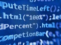 Futuristic source code digital data telemetry motion graphic display screen with user interface display for digital background Royalty Free Stock Photo
