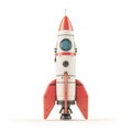 Futuristic space age rocket stands alone on a white background, an emblem of innovation, Ai Generated Royalty Free Stock Photo