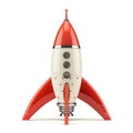 Futuristic space age rocket stands alone on a white background, an emblem of innovation, Ai Generated Royalty Free Stock Photo