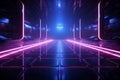 Futuristic space aglow with neon lighting in mesmerizing blue pink tones