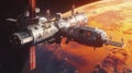 Futuristic space exploration event orbiting mars digital artwork cosmic environment dramatic viewpoint technology concepts