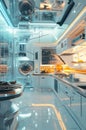 Futuristic space kitchen with sleek design and advanced technology Royalty Free Stock Photo