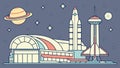 Futuristic Space Museum with Rockets and Planetarium, vector design Generative AI Royalty Free Stock Photo