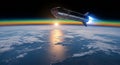 Space Rocket Launching Above Earth Spaceflight, Exploration Royalty Free Stock Photo