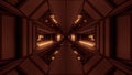 Futuristic space sci-fi temple hangar tunnel corridor with nice reflections and holy christian glowing cross 3d