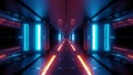 Futuristic space sci-fi tunnel with hot metal 3d rendering wallpaper backgrounds