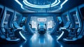 Futuristic Space Shuttle with Clean and Stylish Blue Interior