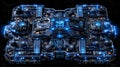 Futuristic Space Station Core - Sci-Fi Technology Interface, Neon Glow, Intricate Details Royalty Free Stock Photo