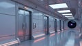Futuristic Space Station Corridor with Metallic Doors and Skylights Created With Generative AI Royalty Free Stock Photo