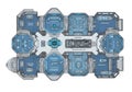Futuristic space station floor plan featuring interconnected modules. Central command center Royalty Free Stock Photo