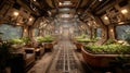 Futuristic Space Station Interior with Hydroponic Garden Royalty Free Stock Photo