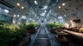 Futuristic Space Station Interior with Hydroponic Garden Royalty Free Stock Photo