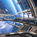 1843 Futuristic Space Station: A futuristic and sci-fi-inspired background featuring a space station with futuristic architectur