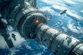 futuristic space station, where astronauts live and work in zero gravity