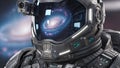 Futuristic Space Suit Helmet with Galaxy Visor Display Created With Generative AI Royalty Free Stock Photo