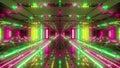 Futuristic space temple tunnel corridor with cool reflections and glass bottom 3d rendering wallpaper background