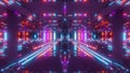 Futuristic space temple tunnel corridor with cool reflections and glass bottom 3d rendering wallpaper background