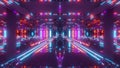 Futuristic space temple tunnel corridor with cool reflections and glass bottom 3d rendering wallpaper background Royalty Free Stock Photo