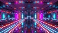 Futuristic space temple tunnel corridor with cool reflections and glass bottom 3d rendering wallpaper background