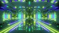 Futuristic space temple tunnel corridor with cool reflections and glass bottom 3d rendering wallpaper background