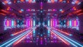 Futuristic space temple tunnel corridor with cool reflections and glass bottom 3d rendering wallpaper background