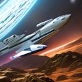 1803 Futuristic Space Travel: A futuristic and sci-fi-inspired background featuring space travel with spaceships, futuristic tec