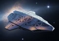 Spacecraft in deep space, featuring a polygonal, geometric design with Royalty Free Stock Photo