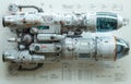 Futuristic Spacecraft Design with Detailed Technical Schematics and Advanced Technology Royalty Free Stock Photo