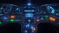Futuristic Spaceship Cockpit with Holographic Displays and Navigation Systems Royalty Free Stock Photo