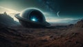 Futuristic Spaceship on Alien Terrain Royalty Free Stock Photo