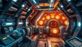 Futuristic spaceship interior console, sci-fi technology and advanced control panel Generative AI