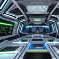 559 Futuristic Spaceship Interior: A futuristic and sci-fi-inspired background featuring the interior of a spaceship with sleek Royalty Free Stock Photo