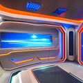 559 Futuristic Spaceship Interior: A futuristic and sci-fi-inspired background featuring the interior of a spaceship with sleek Royalty Free Stock Photo