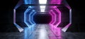 Futuristic Spaceship Neon Fluorescent Luminous Luxurious Led Laser Purple Blue Lights Glowing Dark Grunge Concrete Tunnel Corridor Royalty Free Stock Photo