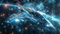 A futuristic spaceship powered by harnessing the energy of subatomic particles