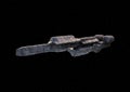 Futuristic spaceship, science fiction illustration, in flight in outer space black background with stars Royalty Free Stock Photo