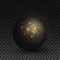 Futuristic sphere with glitter golden halftone effect isolated on dark transparent background. Abstract element for graphic design Royalty Free Stock Photo