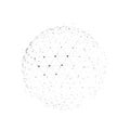 Futuristic sphere of particles connected by network. The flow of atoms in cyberspace. Space energy concept on white background. 3D Royalty Free Stock Photo