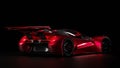 Futuristic sport car coupe in red on black background, supercar. 3d render Royalty Free Stock Photo