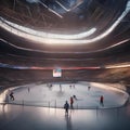 Futuristic sports arena hosting a gravity-defying extreme sports event, captured in mid-action1