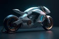 Futuristic sports bike in cyberpunk style on black background, AI Generated