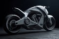 Futuristic sports bike in cyberpunk style on black background, AI Generated