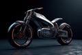 Futuristic sports bike in cyberpunk style on black background, AI Generated